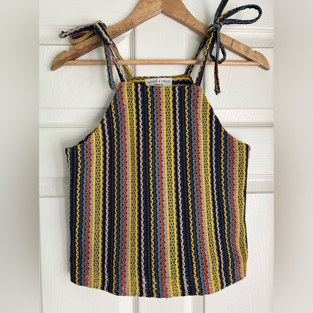 Madewell Texture & Thread Tie-Shoulder Tank Top in Rainbow Crochet